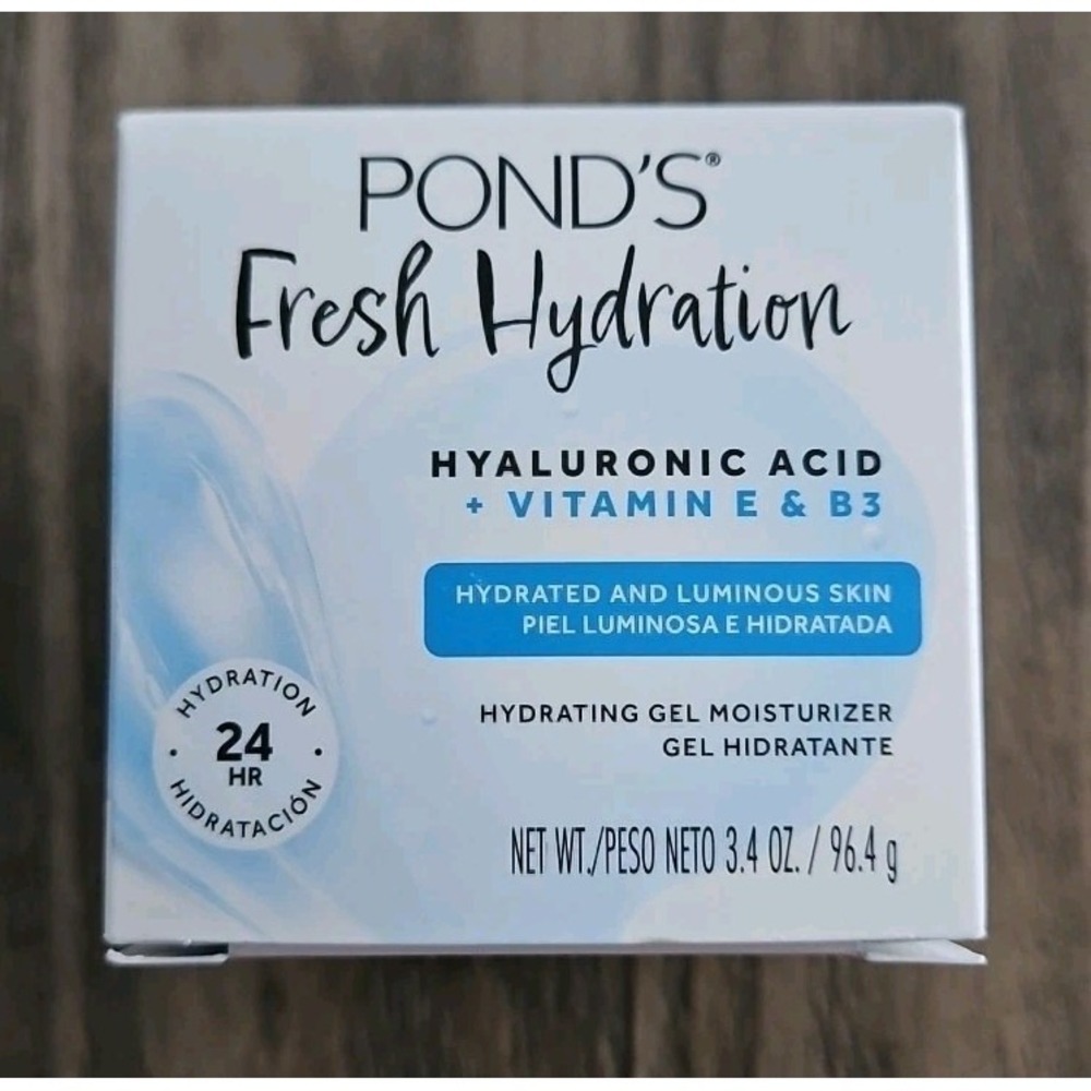 Ponds Fresh Hydration GEL MOISTURIZER Hyaluronic Acid + Vitamin E & B3, 3.4oz